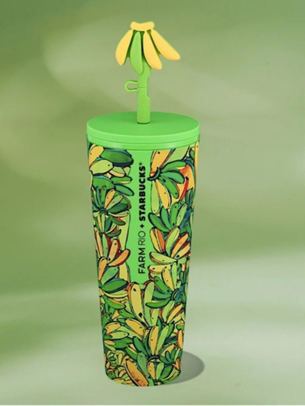 FARM Rio x Starbucks Whimsical Board Banana Green Yellow Tumbler 24 OZ